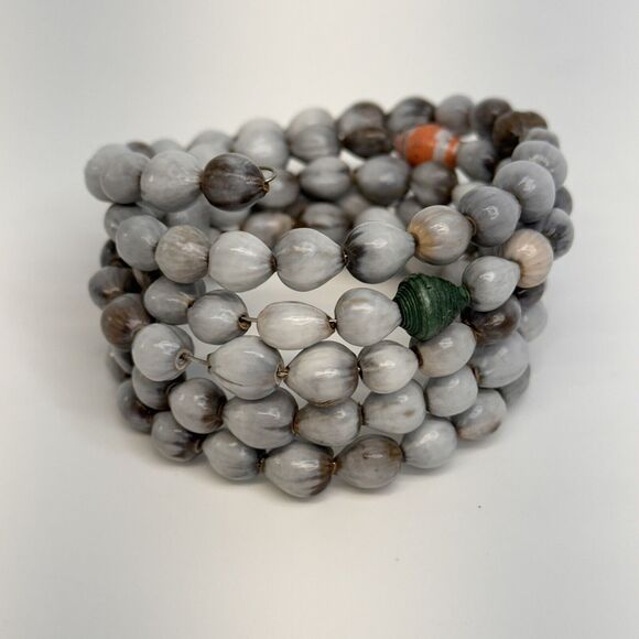 Job’s Tears Seed Bracelet Gray Boho Wrap Around Bangle Stacking Adlay - Picture 2 of 9